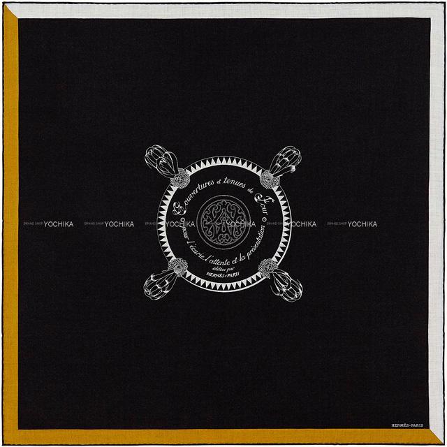 HERMES エルメス スカーフ カレ90 ブラゾン アンカドレ 黒/グリス