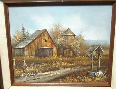 J.MEDINA ORIGINAL OIL ON CANVAS BARN SILO LANDSCAPE PAINTING | eBay