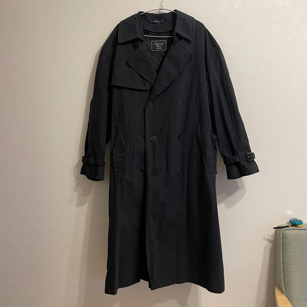Christian Dior 黒のトレンチコート ウエストベルト付き 90年代 90s クリスチャンディオール 黒 ブラック ブランド